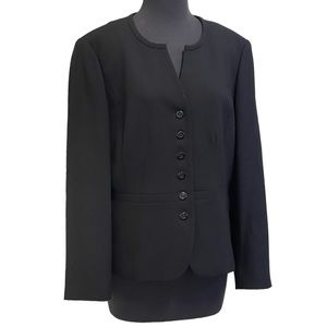 Talbots Petites Black Wool Italian Fabric Collarless Blazer Women’s Sz 14 Jacket